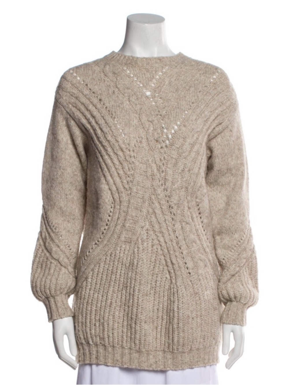 Thakoon Alpaca Cable Knit Sweater - Cream - L